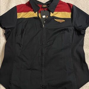 Harley-Davidson Women's Black Top with Red and Gold Details